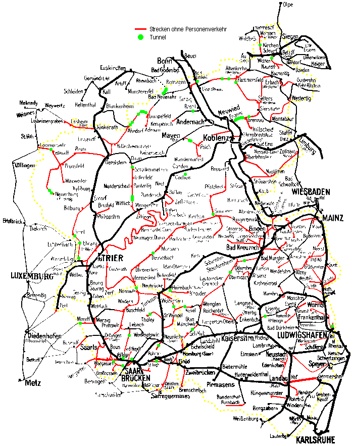 Karte Rheinland-Pfalz, Saarland